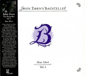ZORN JOHN :  THE BAGATELLES VOL. 4 - IKUE MORI  (TZADIK)

Archival Series (file under avantgarde/electronica)  Ikue Mori. Nel mese di maggio del 2015 John Zorn ha terminato la composizione di 300 nuove opere che costituiscono la nuova collezione The Bagatelles. Dopo pi di 5 anni di concerti in tutto il mondo, i vari ensemble coinvolti sono entrati in studio ed il risultato sono alcune delle pi interessanti ed innovative musiche mai composte dallalchimista new-yorkese. Il quarto volume presenta gli scintillanti paesaggi sonori della sacerdotessa della musica elettronica Ikue Mori che ha arrangiato questi brani con grazia, eleganza e un meticoloso senso del dettaglio, creando una delle interpretazioni pi uniche e affascinanti delle Bagatelles di Zorn.