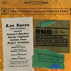 STRAVINSKY IGOR / COLUMBIAN CHAMBER AND PERCUSSION ENSEMBLE :  STRAVINSKY: LES NOCES (THE WEDDING), RENARD (THE FOX)  (SPEAKERS CORNER)

(Columbia MS 6372) Igor Stravinsky: Les Noces, Renard, Ragtime for Eleven Instruments - various soloists, the Columbia Chamber and Percussion Ensembles conducted by Igor Stravinsky - Registrato nel settembre 1962 all'American Legion Hall, Hollywood, e nel gennaio 1962 al Manhatten Center, New York, da Edwin Michalski. Prodotto da John McClure. Sebbene dieci anni separino l'imponente composizione Le Sacre du Printemps e l'opera con canto e ballo Les Noces, questi due capolavori del maestro russo Igor Stravinsky (1882-1971) hanno molte cose in comune. Originariamente Stravinsky prevedeva di utilizzare una vasta orchestra di 150 musicisti, ma decise dopo numerosi tentativi di accontentarsi di quattro pianoforti, percussioni, voci e coro misto. Nascosto dietro l'innocuo titolo non c' un matrimonio contadino ma ancora una volta un rituale arcaico, che si impossessa di molte delle figure centrali, le spinge avanti e alla fine le schiaccia con il suo movimento inesorabile (Andr Boucourechliev, Igor Stravinski, Fayard 1982) . Il balletto, danza ritmica in tutto e per tutto, si fonde con la canzone melodica russa, dando vita ad uno spettacolo dall'esotico fascino folcloristico. Non meno interessante  il balletto burlesque Renard, una favola musicale che racconta le avventure di Reynard l'astuta volpe, di un gallo, un gatto e di un caprone. La preziosa registrazione immortalata in Stravinsky: Les Noces (The Wedding), Renard (The Fox) vede lo stesso compositore impegnato nella direzione di un grande ensemble formato da alcuni eccellenti solisti americani che si esibiscono al pianoforte: Samuel Barber, Lukas Foss, Aaron Copland e Roger Sessions. Stravinsky: Les Noces (The Wedding), Renard (The Fox)  un disco che offre un'esperienza sonora di grande bellezza e intensit.