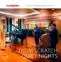 FROM SCRATCH :  QUIET NIGHTS (FULL STAGE STEREO)  (BERLINER MEISTER)

Casa Berliner Meister propone allascoltatore due versioni del disco Quiet Nights della formazione From Scratch: una registrazione Full Stage Stereo e una One Point  Blumlein. Si tratta di due dischi con gli stessi musicisti che suonano gli stessi pezzi nella stessa stanza, ma registrati con microfoni diversi, posizionati in modi differenti: questo garantisce un suono diverso, performances diverse e sensazioni diverse. In altre parole, Quiet Nights (Full Stage Stereo) e Quiet Nights (One Point  Blumlein) regalano allascoltatore la rara opportunit di sentire come luso di microfoni e configurazioni diverse possano determinare una significativa differenza nel suono della performance. Normalmente, le uniche persone che sentono queste differenze sono i tecnici del suono, i produttori e gli artisti mentre decidono come registrare una sessione. Entrambe le sessioni sono state registrate utilizzando il metodo direct-to-disc che non prevede lutilizzo di alcun elemento digitale: la musica viene incisa direttamente sul tornio del disco e questo permette a chi ascolta di avere un suono il pi vicino possibile alloriginale. Per quanto riguarda Quiet Nights (Full Stage Stereo) sono stati usati due microfoni Neumann KM140 sopra la batteria, un Audix D6 (cardioide) per la grancassa e un Neumann KM140 per il rullante. Quattro microfoni per il pianoforte: due Sennheiser MKH800 (cardioide) vicino ai martelletti e due DPA 4006 omnidirezionali sopra la tavola armonica. Un Josephson C722 (doppio cardioide back-to-back) per il sassofono. Per il contrabbasso un Sennheiser MKH20 omnidirezionale sotto il ponticello e un pick-up nel ponticello. Lasciando un po di spazio tra gli strumenti e posizionando alcuni schermi attorno alla batteria si  ottenuto una maggiore separazione tra i microfoni. Microfonando da vicino ogni strumento e aggiungendo un po di riverbero naturale si  ottenuto un suono ampio, vicino e tuttavia arioso. Per quanto riguarda la versione Quiet Nights (One Point  Blumlein)  stato utilizzato un setup One Point Blumlein migliorato. Ci sono due microfoni Sennheiser MKH30 in un angolo a 90 (Blumlein originale) che hanno dato un buon equilibrio e una buona prospettiva a pianoforte, batteria e sassofono, mentre il contrabbasso non poteva essere posizionato abbastanza vicino al microfono senza intralciare gli altri strumenti. Per ottenere il volume, la vicinanza e le basse frequenze desiderati,  stato aggiunto un Sennheiser MKH20 omnidirezionale sotto il ponticello del contrabbasso. Posizionare i musicisti e i loro strumenti il pi vicino possibile  stato molto positivo in quanto in questo modo gli artisti hanno potuto sentirsi a vicenda. Con il microfono pi lontano dalle sorgenti sonore si  ottenuta una qualit del suono diversa: pi vecchio stile, pi rilassata e meno affaticata. From Scratch  composta dagli eccellenti musicisti Simon Becker-Foss (sassofono), Helge Adam (pianoforte), Andr Neygenfind (contrabasso) e Dieter 'Zipper' Schmigelok (batteria).