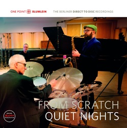 FROM SCRATCH :  QUIET NIGHTS (ONE POINT - BLUMLEIN)  (BERLINER MEISTER)

Casa Berliner Meister propone allascoltatore due versioni del disco Quiet Nights della formazione From Scratch: una registrazione Full Stage Stereo e una One Point  Blumlein. Si tratta di due dischi con gli stessi musicisti che suonano gli stessi pezzi nella stessa stanza, ma registrati con microfoni diversi, posizionati in modi differenti: questo garantisce un suono diverso, performances diverse e sensazioni diverse. In altre parole, Quiet Nights (Full Stage Stereo) e Quiet Nights (One Point  Blumlein) regalano allascoltatore la rara opportunit di sentire come luso di microfoni e configurazioni diverse possano determinare una significativa differenza nel suono della performance. Normalmente, le uniche persone che sentono queste differenze sono i tecnici del suono, i produttori e gli artisti mentre decidono come registrare una sessione. Entrambe le sessioni sono state registrate utilizzando il metodo direct-to-disc che non prevede lutilizzo di alcun elemento digitale: la musica viene incisa direttamente sul tornio del disco e questo permette a chi ascolta di avere un suono il pi vicino possibile alloriginale. Per quanto riguarda Quiet Nights (Full Stage Stereo) sono stati usati due microfoni Neumann KM140 sopra la batteria, un Audix D6 (cardioide) per la grancassa e un Neumann KM140 per il rullante. Quattro microfoni per il pianoforte: due Sennheiser MKH800 (cardioide) vicino ai martelletti e due DPA 4006 omnidirezionali sopra la tavola armonica. Un Josephson C722 (doppio cardioide back-to-back) per il sassofono. Per il contrabbasso un Sennheiser MKH20 omnidirezionale sotto il ponticello e un pick-up nel ponticello. Lasciando un po di spazio tra gli strumenti e posizionando alcuni schermi attorno alla batteria si  ottenuto una maggiore separazione tra i microfoni. Microfonando da vicino ogni strumento e aggiungendo un po di riverbero naturale si  ottenuto un suono ampio, vicino e tuttavia arioso. Per quanto riguarda la versione Quiet Nights (One Point  Blumlein)  stato utilizzato un setup One Point Blumlein migliorato. Ci sono due microfoni Sennheiser MKH30 in un angolo a 90 (Blumlein originale) che hanno dato un buon equilibrio e una buona prospettiva a pianoforte, batteria e sassofono, mentre il contrabbasso non poteva essere posizionato abbastanza vicino al microfono senza intralciare gli altri strumenti. Per ottenere il volume, la vicinanza e le basse frequenze desiderati,  stato aggiunto un Sennheiser MKH20 omnidirezionale sotto il ponticello del contrabbasso. Posizionare i musicisti e i loro strumenti il pi vicino possibile  stato molto positivo in quanto in questo modo gli artisti hanno potuto sentirsi a vicenda. Con il microfono pi lontano dalle sorgenti sonore si  ottenuta una qualit del suono diversa: pi vecchio stile, pi rilassata e meno affaticata. From Scratch  composta dagli eccellenti musicisti Simon Becker-Foss (sassofono), Helge Adam (pianoforte), Andr Neygenfind (contrabasso) e Dieter 'Zipper' Schmigelok (batteria).